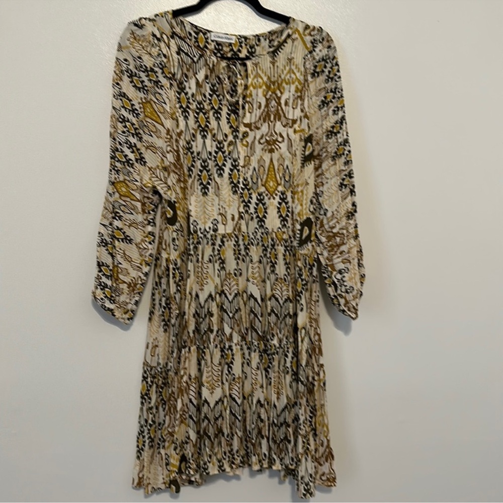 Yellow and Black Long Sleeve Sundress with Bishop Sleeves